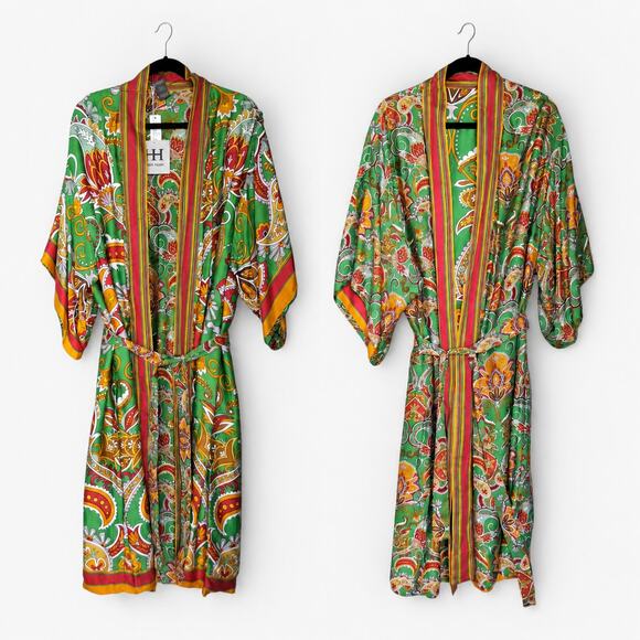 Haute Hippie Tops - Haute Hippie Reversable Kimono Robe Boho Resort Chic Belted Cover Up/Size Medium
